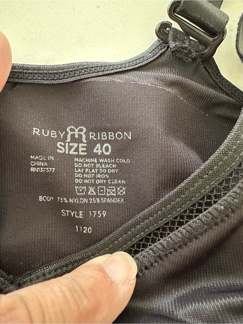 Ruby Ribbon black Built-In Bra Tank Top with compression support size 40 - Picture 3 of 6